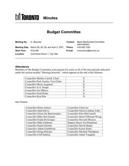 Minutes Budget Committee