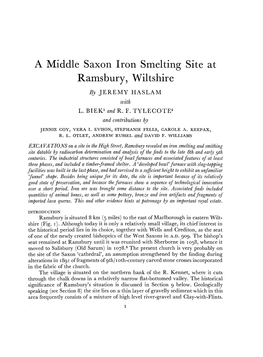 A Middle Saxon Iron Smelting Site at Ramsbury, Wiltshire by JEREMY HASLAM with L