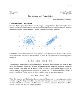 Covariance and Correlation
