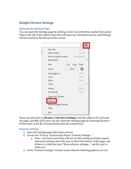 Google Chrome Settings