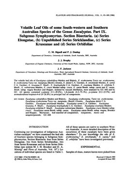 Volatile Leaf Oils of Some South-Western and Southern