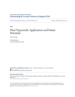 Plant Terpenoids: Applications and Future Potentials Sam Zwenger