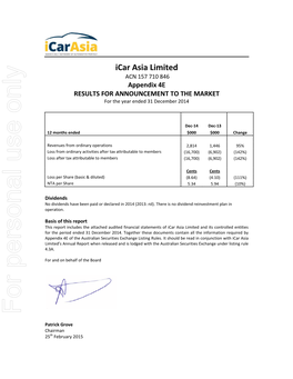 Icar Asia Limited and Controlled Entities ACN 157 710 846