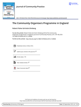 The Community Organisers Programme in England