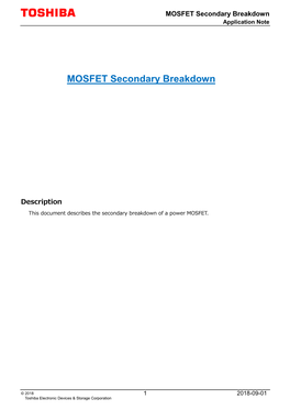 MOSFET Secondary Breakdown Application Note