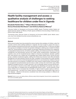 Health Facility Management and Access: a Qualitative Analysis Of