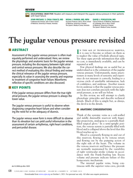 The Jugular Venous Pressure Revisited