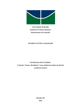 Universidade De Brasília Instituto De Ciências Humanas Departamento De Geografia