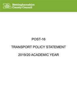 Post 16 Transport Policy Statement 2019