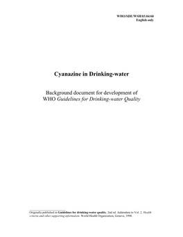 Cyanazine in Drinking-Water