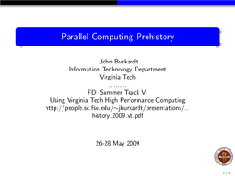 Parallel Computing Prehistory