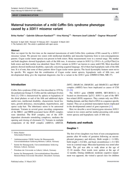 Siris Syndrome Phenotype Caused by a SOX11 Missense Variant