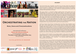 Music, Dance and (Trans)Nationalisms Candombe, Indian Bharata Natyam, Etc.)