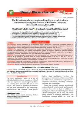 The Relationship Between Spiritual Intelligence and Academic Achievement Among the Students of Kurdistan University of Medical Sciences, Iran, 2016