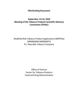 September 13-14, 2018: FDA Briefing Document