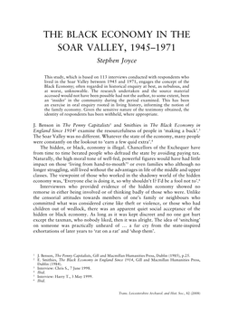 THE BLACK ECONOMY in the SOAR VALLEY, 1945–1971 Stephen Joyce