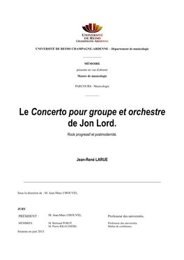 Le Concerto Pour Groupe Et Orchestre De Jon Lord