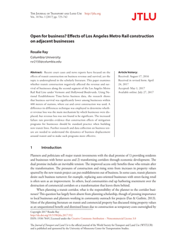 Effects of Los Angeles Metro Rail Construction on Adjacent Businesses