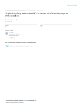 Single-Stage Drag Modulation GNC Performance for Venus Aerocapture Demonstration