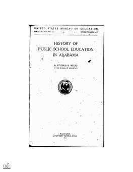 HISTORY of PUBLIC SCHOOL EDUCATION in ALABAMA I by STEPHEN B