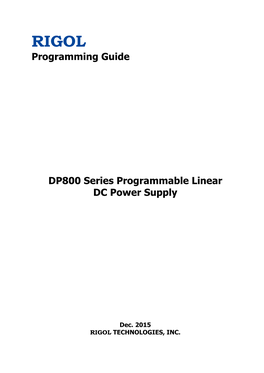 Programming Guide DP800 Series Programmable Linear DC Power