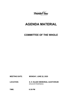 June 22 2020 Committee of the Whole Agenda