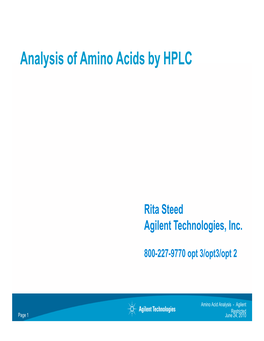 Analysis of Amino Acids by HPLC