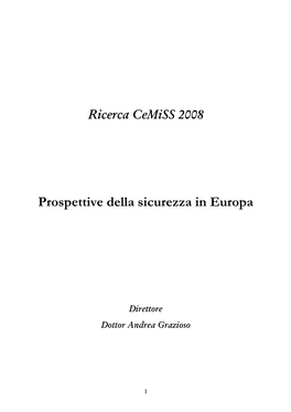 Prospettive Della Sicurezza in Europa