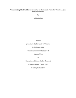 Understanding the Lived Experiences of Local Residents in Muskoka, Ontario: a Case Study on Cottaging