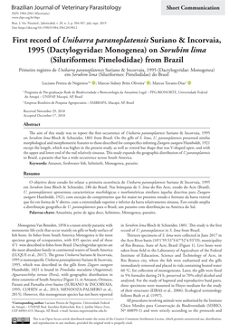 (Dactylogyridae: Monogenea) on Sorubim Lima (Siluriformes