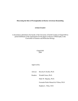 Discerning the Role of Prostaglandins in Ductus Arteriosus Remodeling