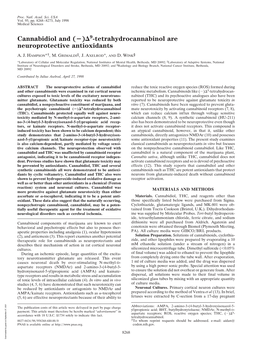 Cannabidiol and ( ) 9-Tetrahydrocannabinol Are Neuroprotective Antioxidants