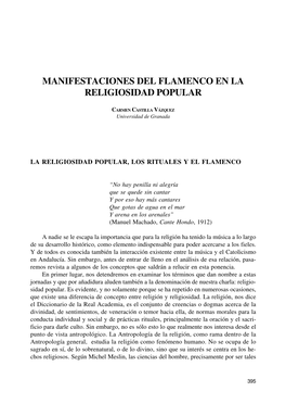 Manifestaciones Del Flamenco En La Religiosidad Popular