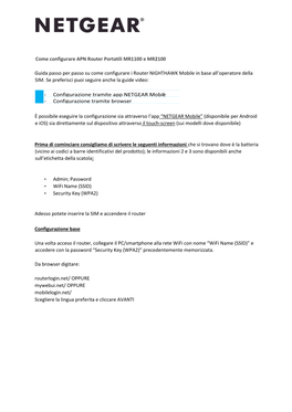 Come Configurare APN Router Portatili MR1100 E MR2100 Guida