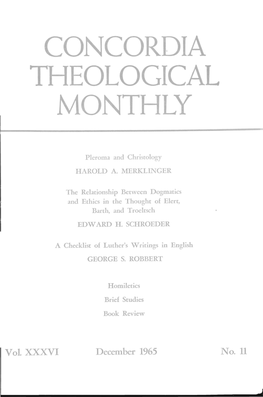 Concordia Theological Monthly