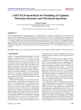 A DFT/ECP-Small Basis Set Modelling of Cisplatin: Molecular Structure and Vibrational Spectrum