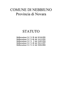 Statuto Comunale Vigente Comune Di Nebbiuno