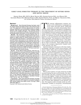 Early Goal-Directed Therapy in the Treatment of Severe Sepsis and Septic Shock