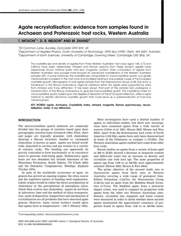 Agate Recrystallisation: Evidence from Samples Found in Archaean and Proterozoic Host Rocks, Western Australia