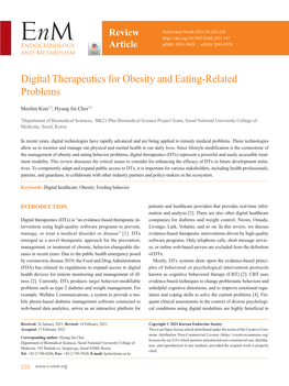 Digital Therapeutics for Obesity and Eating-Related Problems