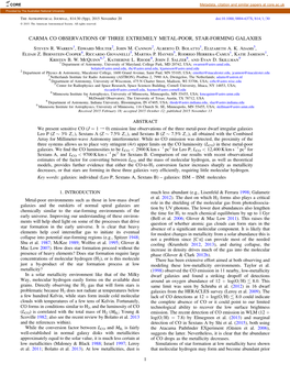 CARMA CO OBSERVATIONS of THREE EXTREMELY METAL-POOR, STAR-FORMING GALAXIES Steven R