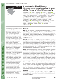 A Roadmap for Island Biology: 50 Fundamental Questions After 50&