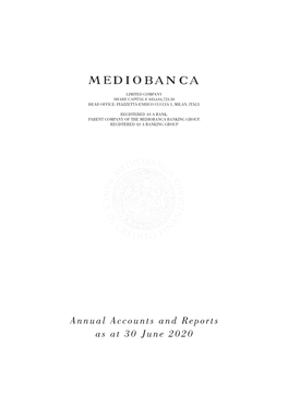 Annual Accounts and Reports As at 30 June 2020 Translation from the Italian Original Which Remains the Definitive Version CONTENTS