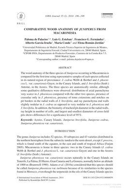 Comparative Wood Anatomy of Juniperus from Macaronesia