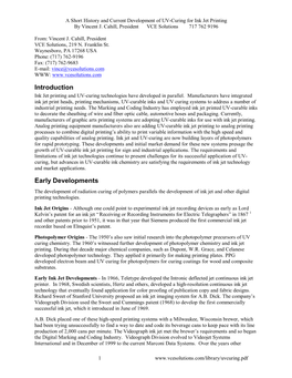 A Short History and Current Development of UV-Curing for Ink Jet Printing by Vincent J