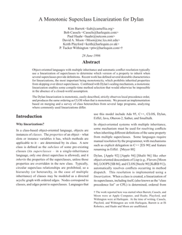 A Monotonic Superclass Linearization for Dylan