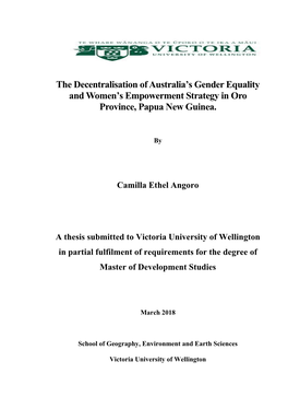 The Decentralisation of Australia's Gender Equality and Women's