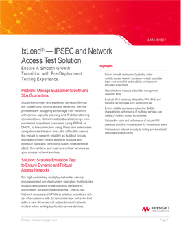 Ixload® — IPSEC and Network Access Test Solution