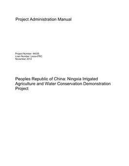 Peoples Republic of China: Ningxia Irrigated Agriculture and Water Conservation Demonstration Project