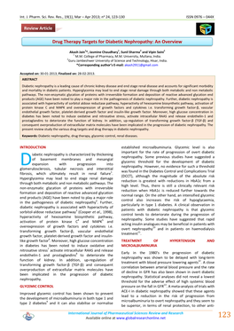 Drug Therapy Targets for Diabetic Nephropathy: an Overview